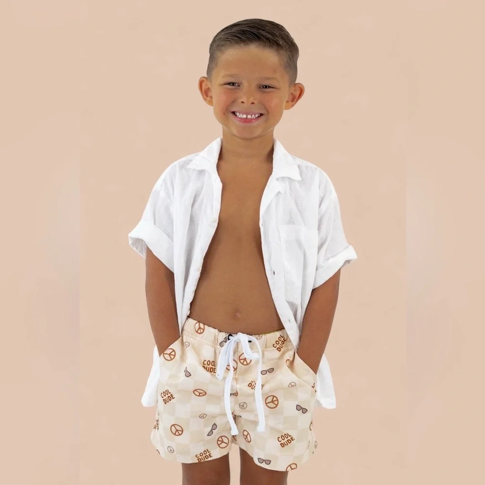Dream Big Little Co Cool Dude Checkerboard Boys Swim Trunks 2T 3T 4T 5 6